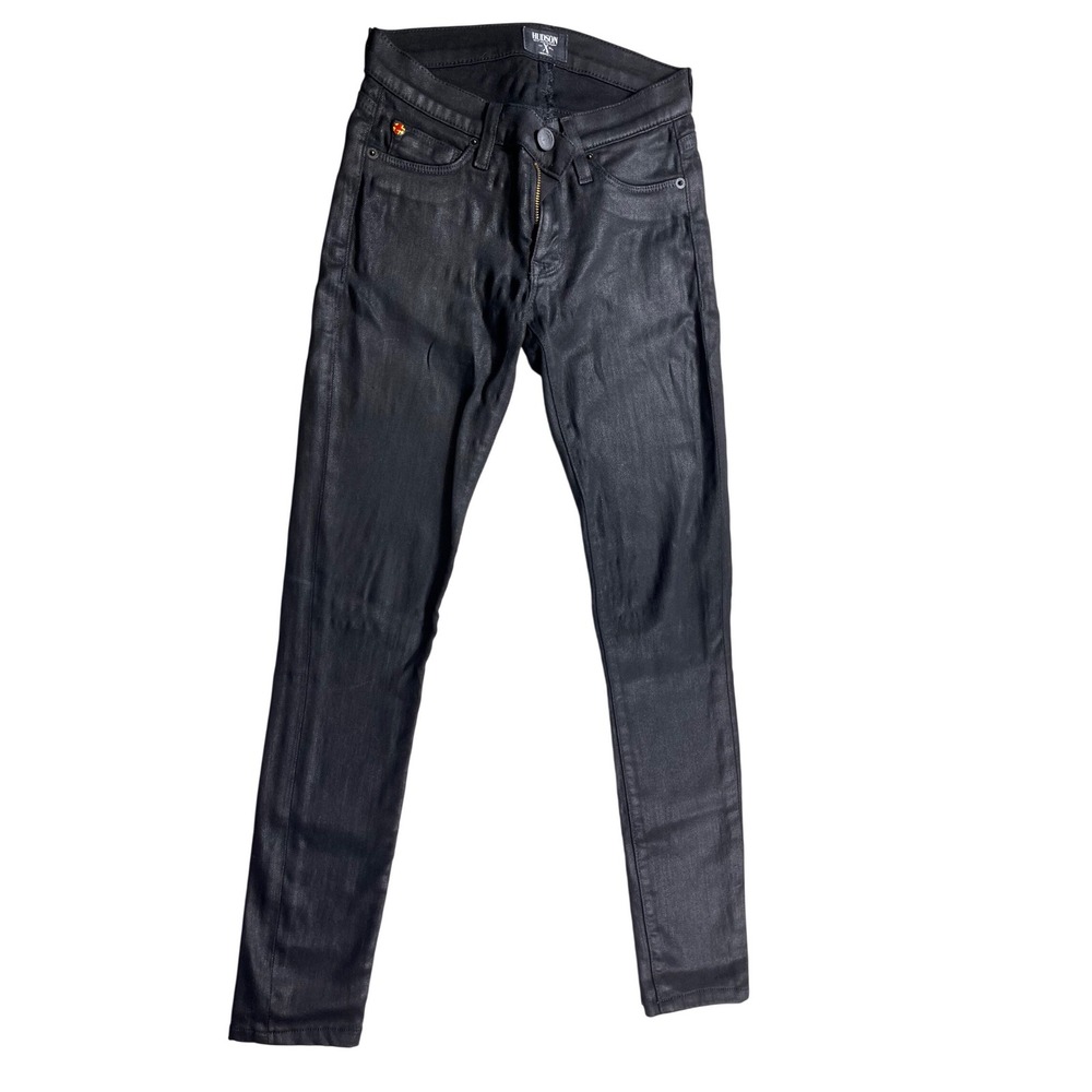 Hudson Krista Super Skinny Jeans Size‎ 24 Black Coated Anniversary Stretch Denim